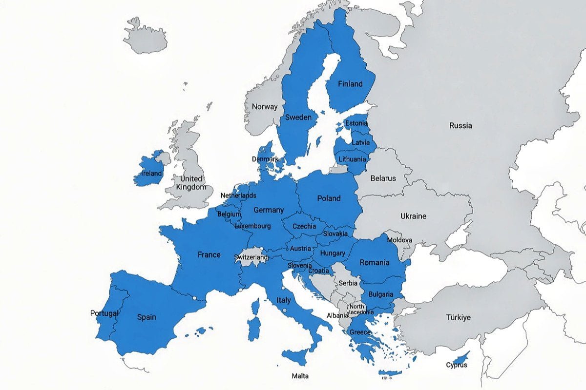 Map of 27 EU countries with PPWR packaging laws and national EPR requirements